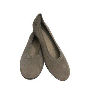 Ara Women's Size 8.5 Gray Suede Studded Heel Detail Ballet Flats  shoes